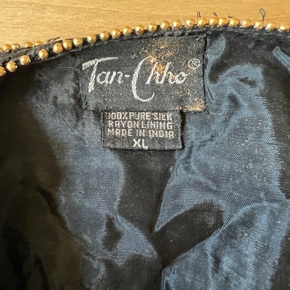 TAN CHHO EVENING JACKET XL BEADED OPEN FRONT ELEGANT VINTAGE SILK COCKTAIL - Picture 13 of 13